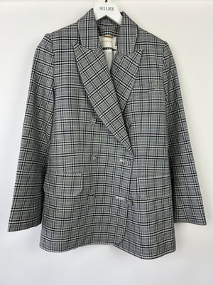 Zimmermann Grey, Black Check Double Breasted Jacket and Tailored Belted Trousers Set Size 0 (UK 6)