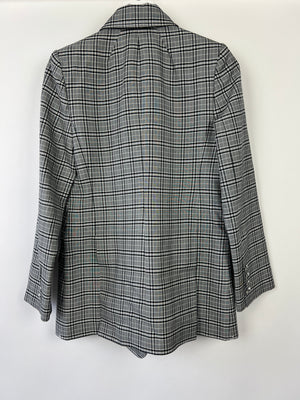 Zimmermann Grey, Black Check Double Breasted Jacket and Tailored Belted Trousers Set Size 0 (UK 6)