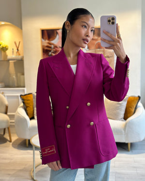 Gucci Purple Double Breasted Blazer With Gold Button Detail Size IT 40 (UK 8)