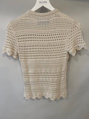 Amiri White Crochet Short-Sleeve Top FR 36 (UK 8)