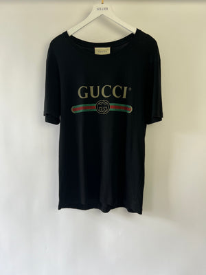 Gucci Black, Red and Green Logo Printed T-Shirt UK 10-12