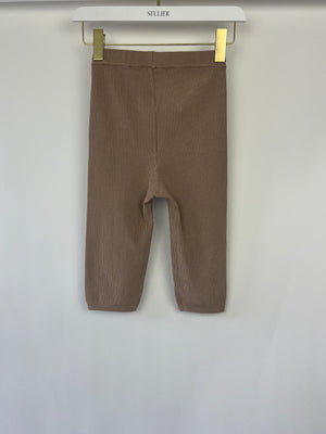 Saint Laurent Camel Ribbed Knit Cycling Shorts Size XS (UK 6)