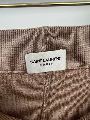 Saint Laurent Camel Ribbed Knit Cycling Shorts Size XS (UK 6)