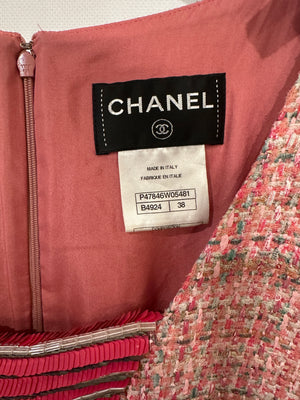 Chanel Pink Sleeveless Tweed Mini Dress with Sequin Embellishments Detail FR 38 (UK 10)