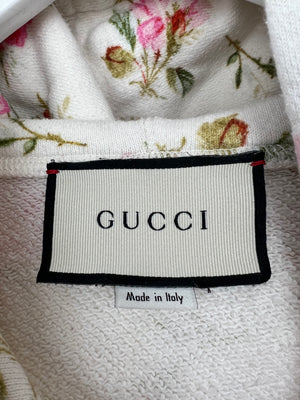 Gucci Ivory Floral Oversized Hoodie with Logo Print Size S (UK 8)