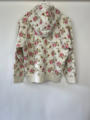 Gucci Ivory Floral Oversized Hoodie with Logo Print Size S (UK 8)