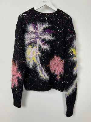 *HOT* Chanel 24C Black Knitted Jumper with Sequin & Palm Tree Details Size FR 38 (UK 10) RRP £4,660