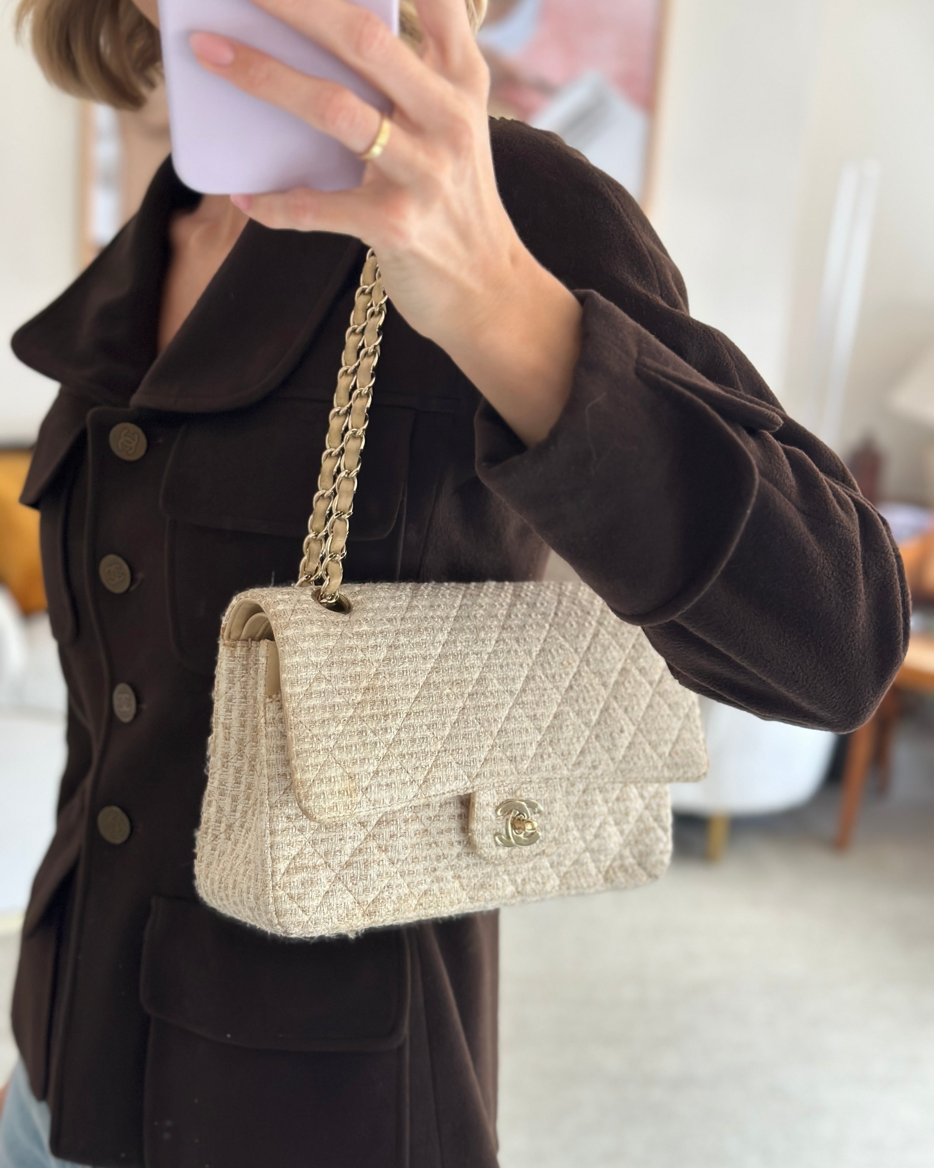 Chanel beige discount double flap