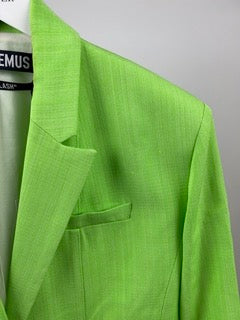 Jacquemus Neon Green 'Le Splash' Bari Cut-out Tailored Dress FR 40 (UK 12) RRP £1,010