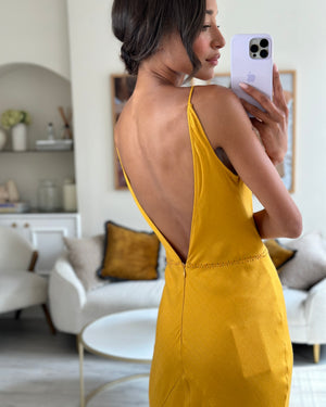 Gabriela Hearst Yellow Brigita Cashmere & Silk Blend Maxi Dress With Stitch Detailing