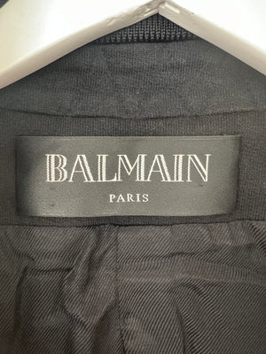 *FIRE PRICE* Balmain Black Jersey Knit Biker Jacket Size FR 36 (UK 8)