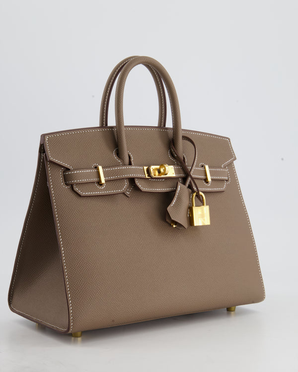 *HOLY GRAIL* Hermès Birkin 25cm Bag Sellier in Etoupe Epsom Leather with Gold Hardware