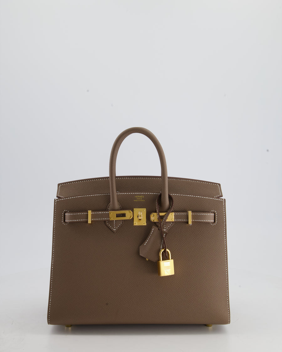 *HOLY GRAIL* Hermès Birkin 25cm Bag Sellier in Etoupe Epsom Leather with Gold Hardware