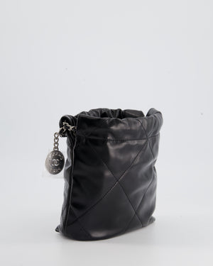 Chanel Mini 22 Bag Black Calfskin Silver Hardware