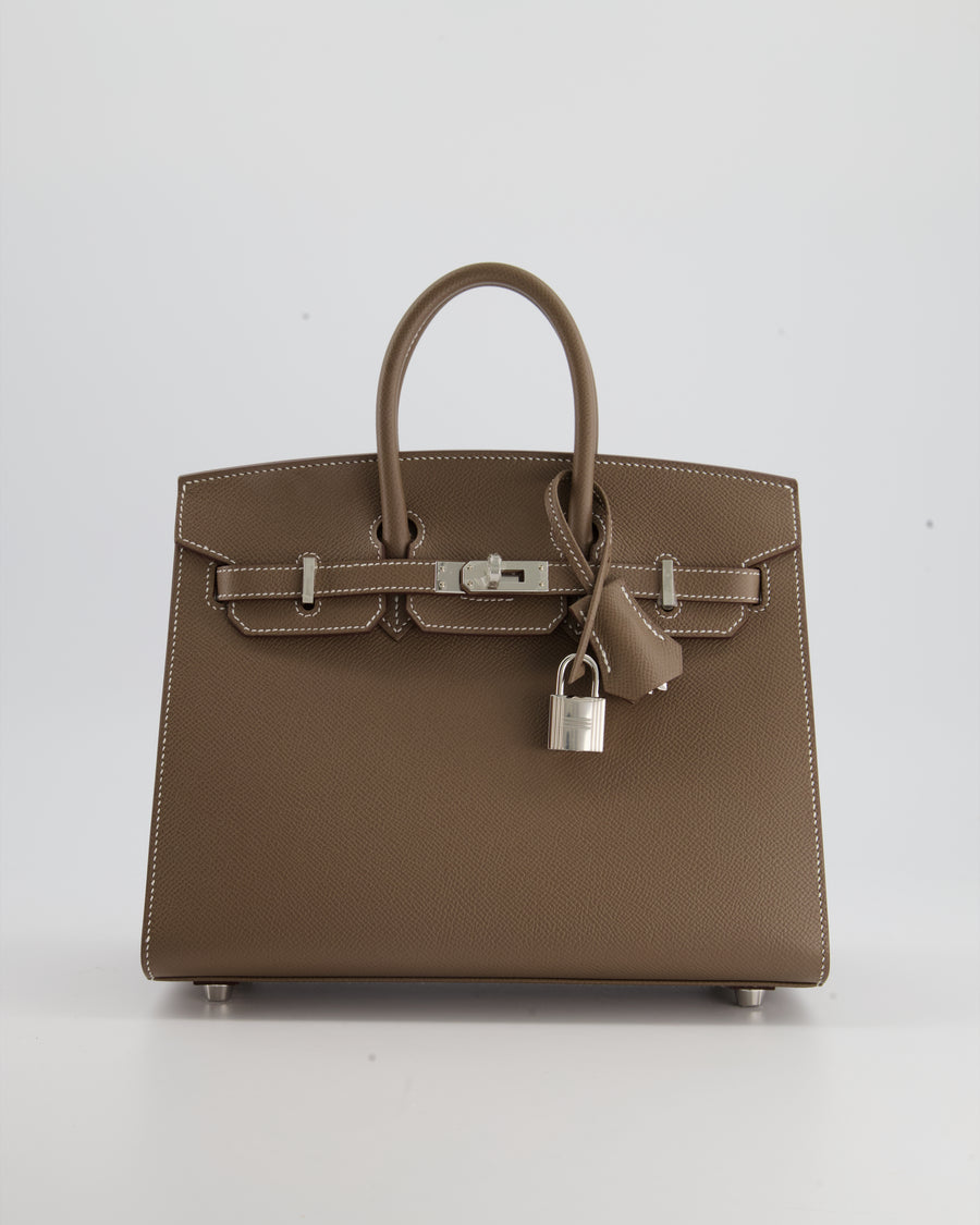 RARE* Hermès Birkin Sellier 25cm Etoupe in Epsom Leather with Palladi
