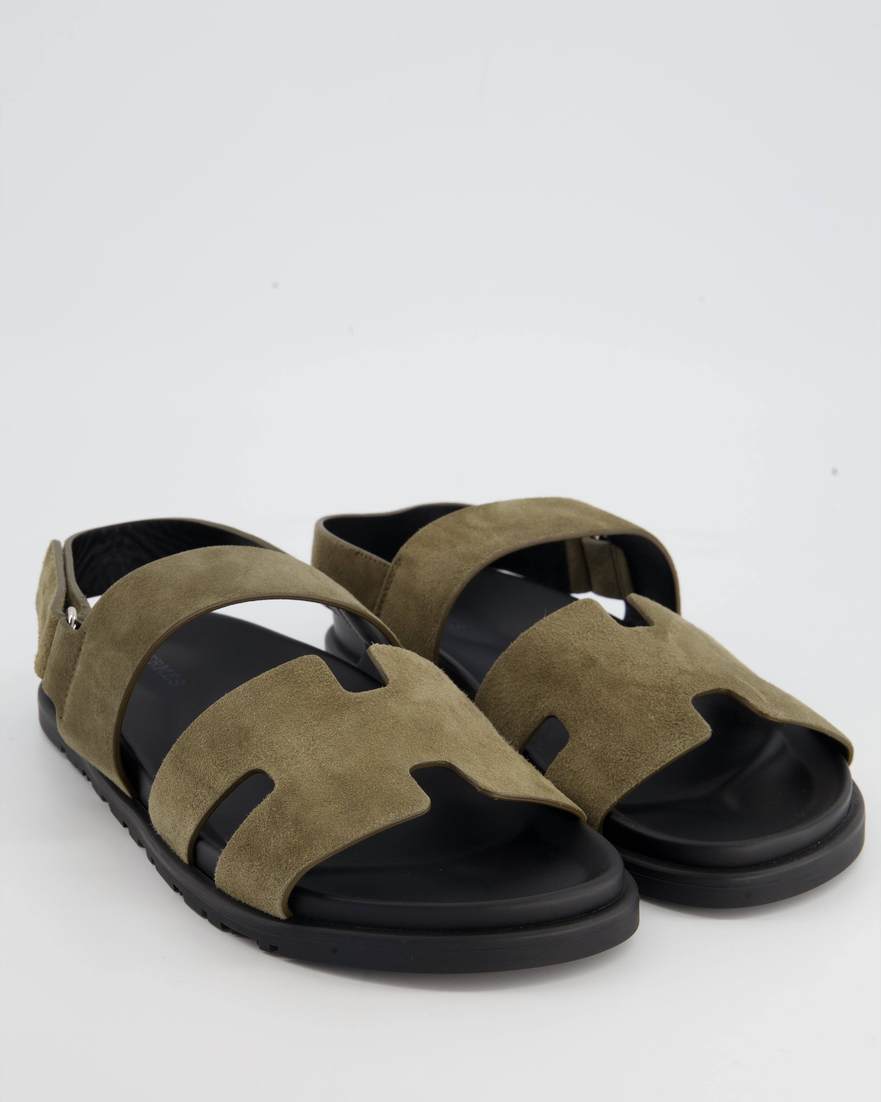 Herm s Dark Green Suede Takara Sandals Size EU 41 Sellier