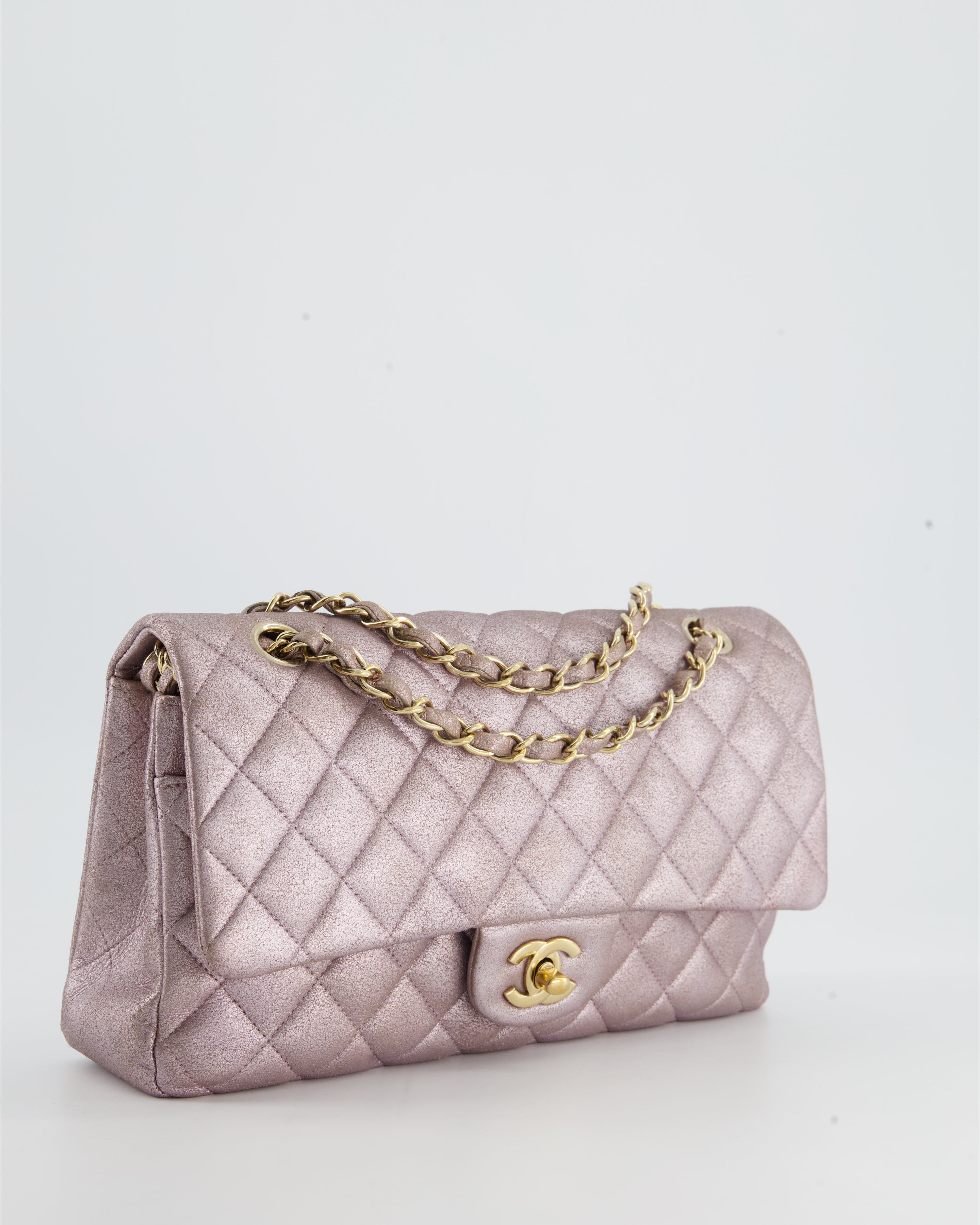 Chanel rose hot sale gold flap