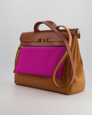 Hermès Herbag 39 in Gold and Fuchsia Canvas and Palladium Hardware – Sellier