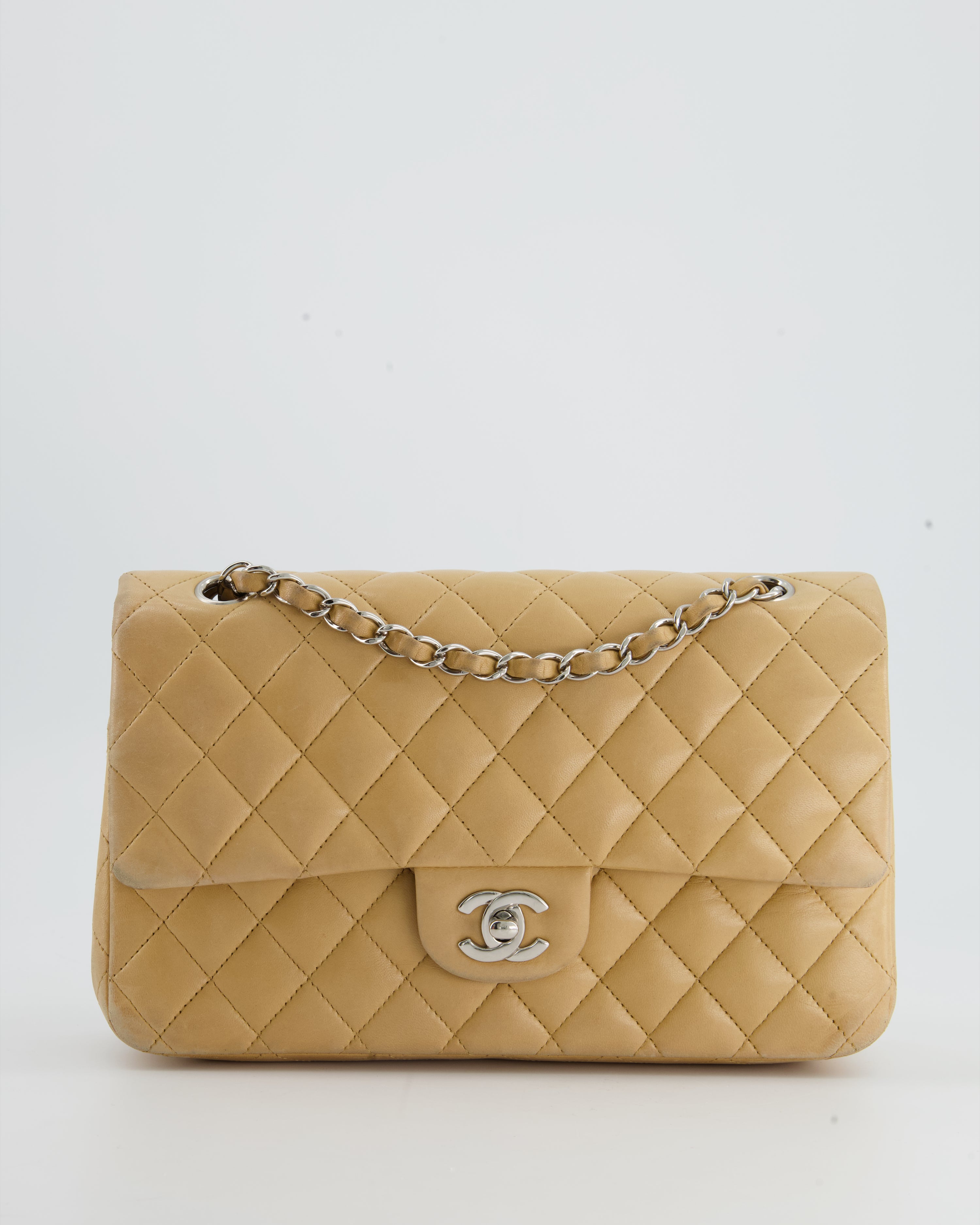 CHANEL Caviar Quilted Medium Double Flap Beige 1230471  FASHIONPHILE