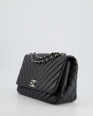 Chanel Jumbo Chevron Classic Flap Green Caviar Leather CC Shoulder Bag