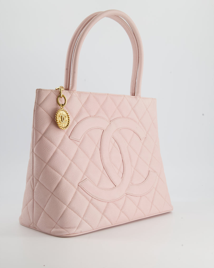 Chanel Vintage Baby Pink Tote Bag with CC Logo Caviar Leather and 24K –  Sellier