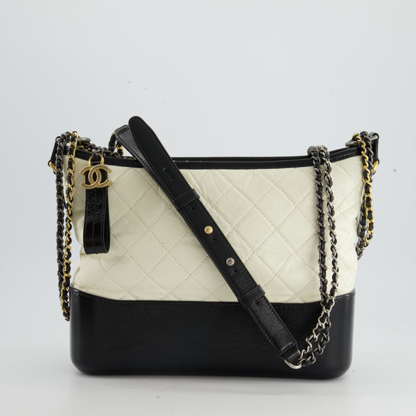 Chanel Beige/Black Quilted calfskin Leather Large Gabrielle