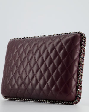 *FIRE PRICE* Chanel Burgundy Clutch On Chain Bag with Chain Details and Gunmetal Hardware