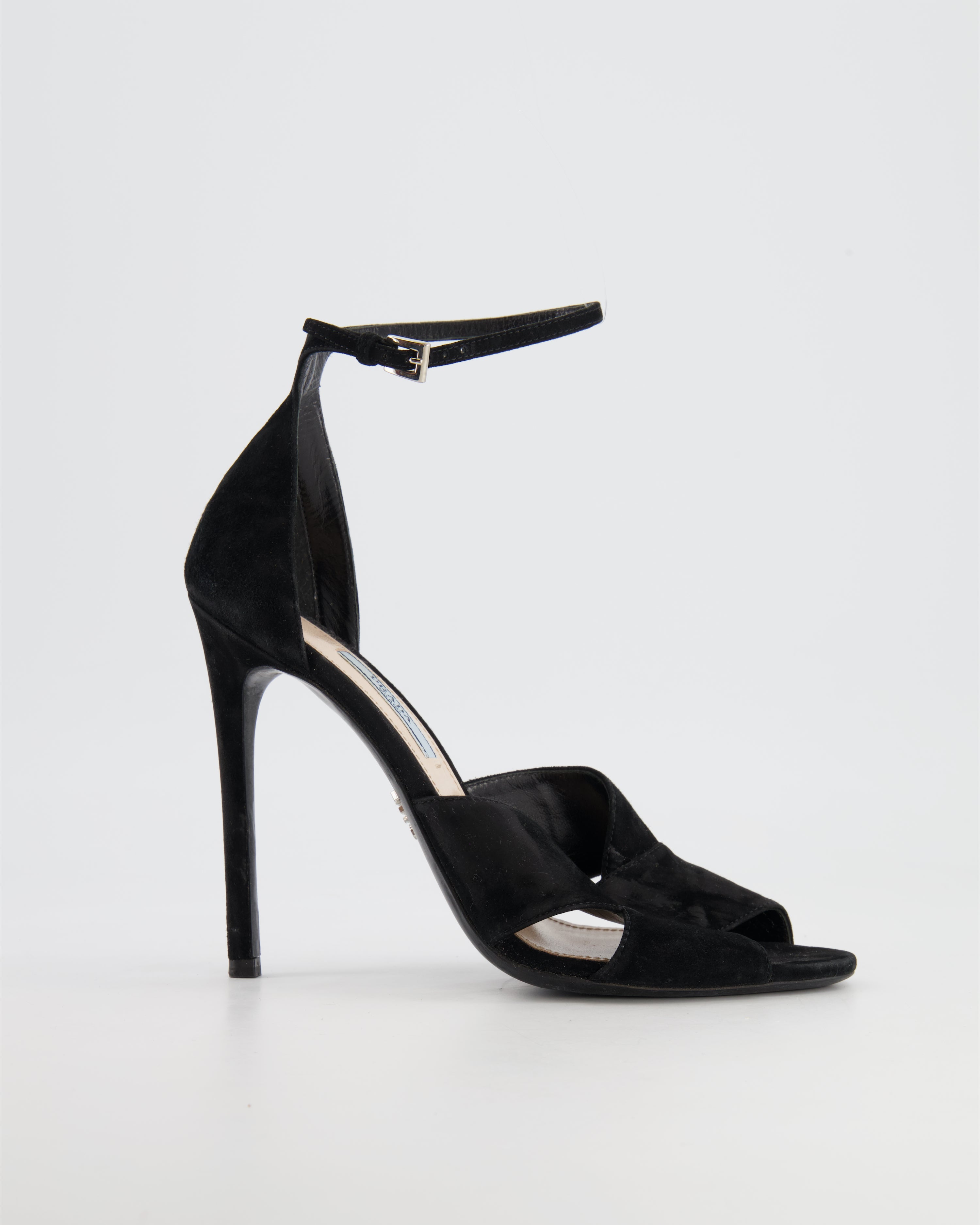 Prada black discount suede heels