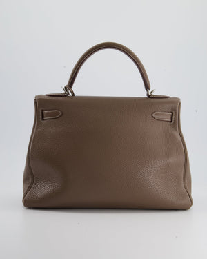 Hermès Kelly 32 Retourne Bag in Etoupe Clemence Leather with Palladium Hardware