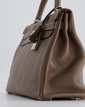 Hermès Kelly 32 Retourne Bag in Etoupe Clemence Leather with Palladium Hardware