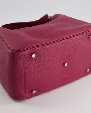 Hermes 30cm Rouge Garance Clemence Leather Palladium Plated Lindy Bag -  Yoogi's Closet