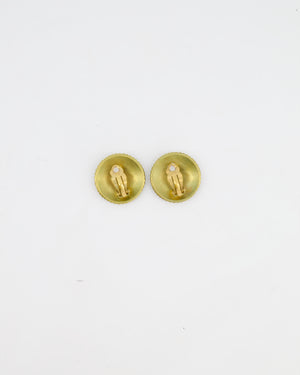 Chanel Vintage Ancient Gold Coco Chanel Round Clip-On Earrings