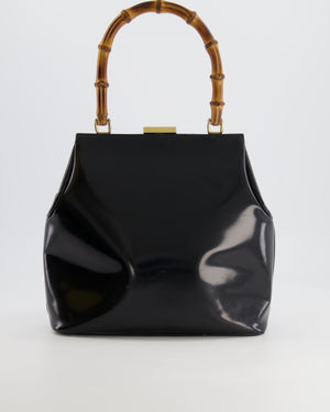 Lot - Gucci vintage Bamboo shoulder bag in black patent leather
