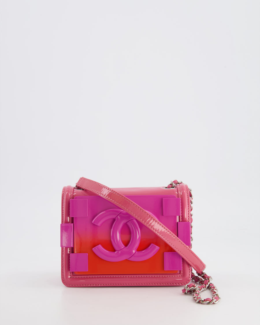 Chanel Hot Pink Ombre Patent Leather Brick Flap Crossbody