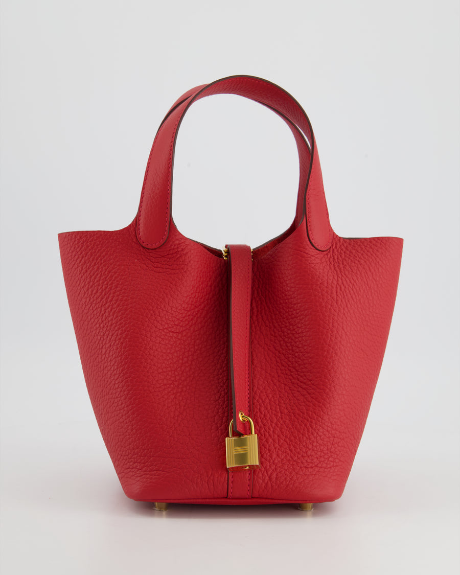 Hermes Picotin Lock Bag 18cm Vermillion Red Palladium Hardware