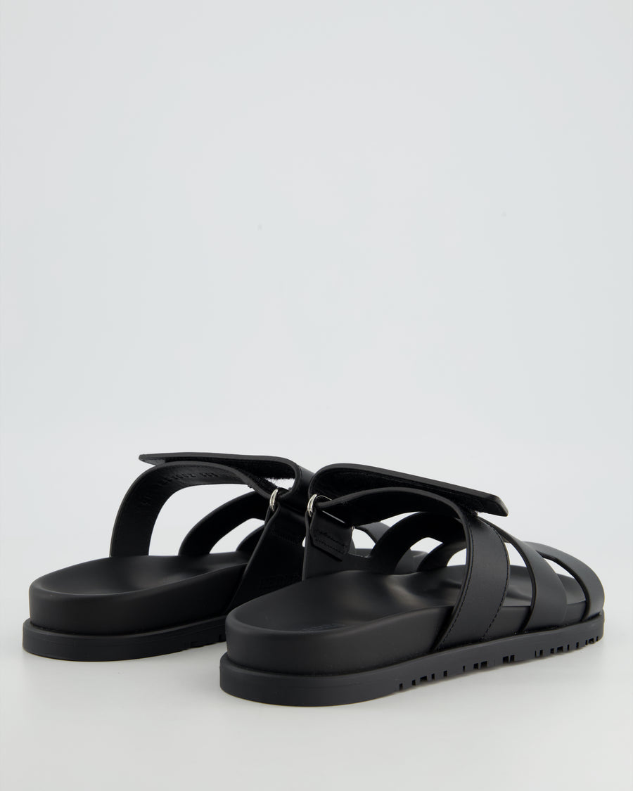Hermès Chypre in Black Leather Sandals Size EU 38.5 – Sellier