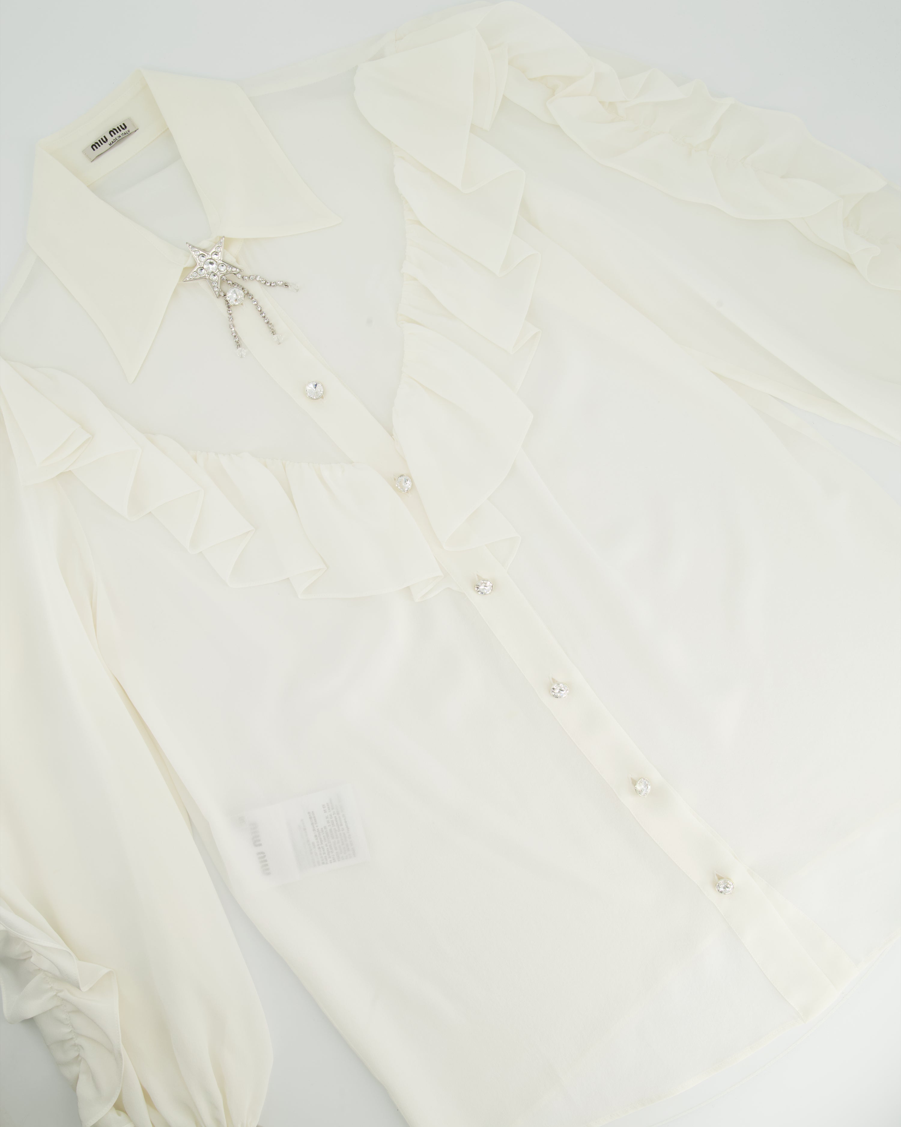 MIU MIU Ivory Cotton hot Blend Blouse Size 4