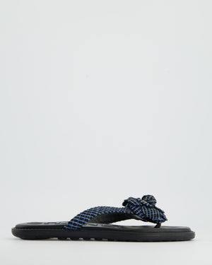 Chanel Blue CC Tweed Slides EU 37.5