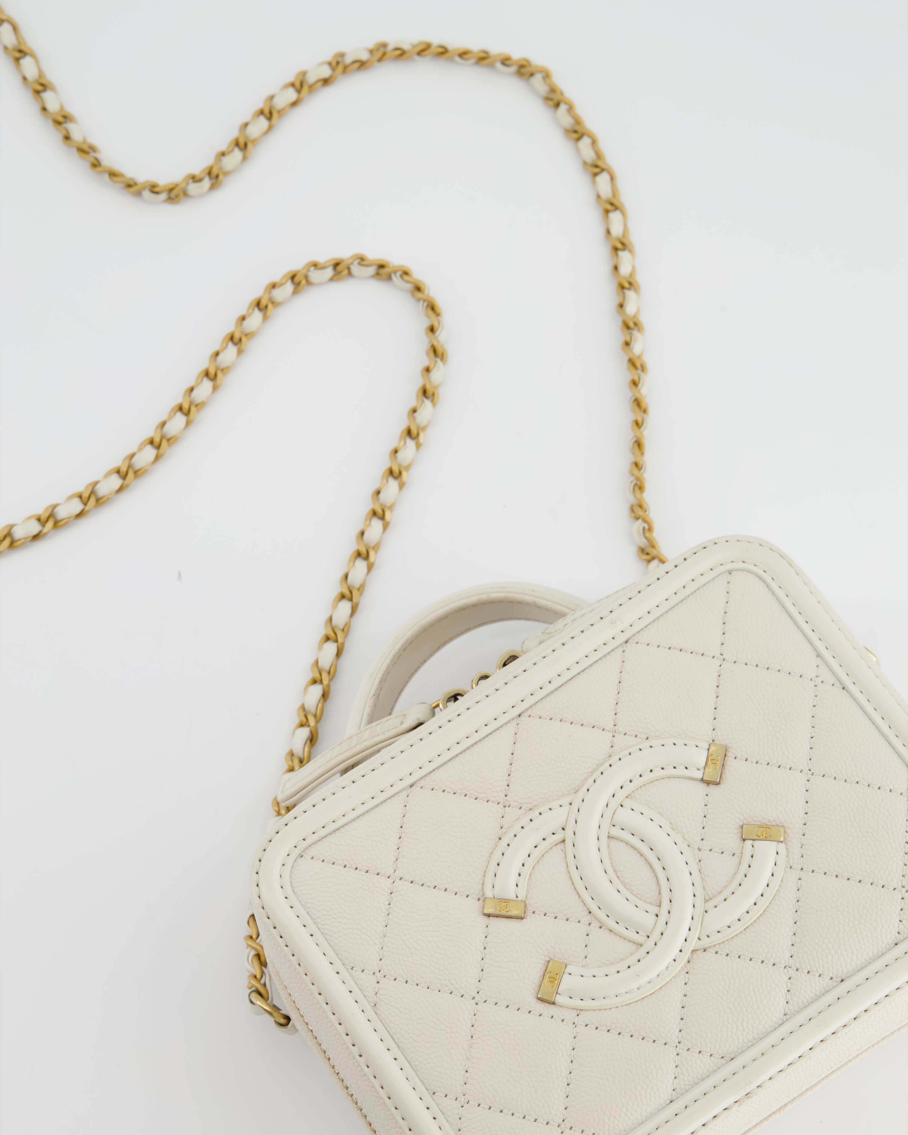 Chanel white vanity case sale