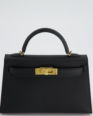 Hermes Kelly II Mini Bag Epsom Leather Gold Hardware In Black