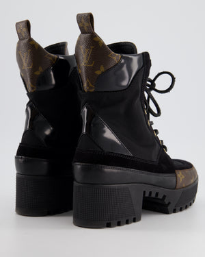 Louis Vuitton Beige Suede & Monogram Laureate Platform Desert Boots