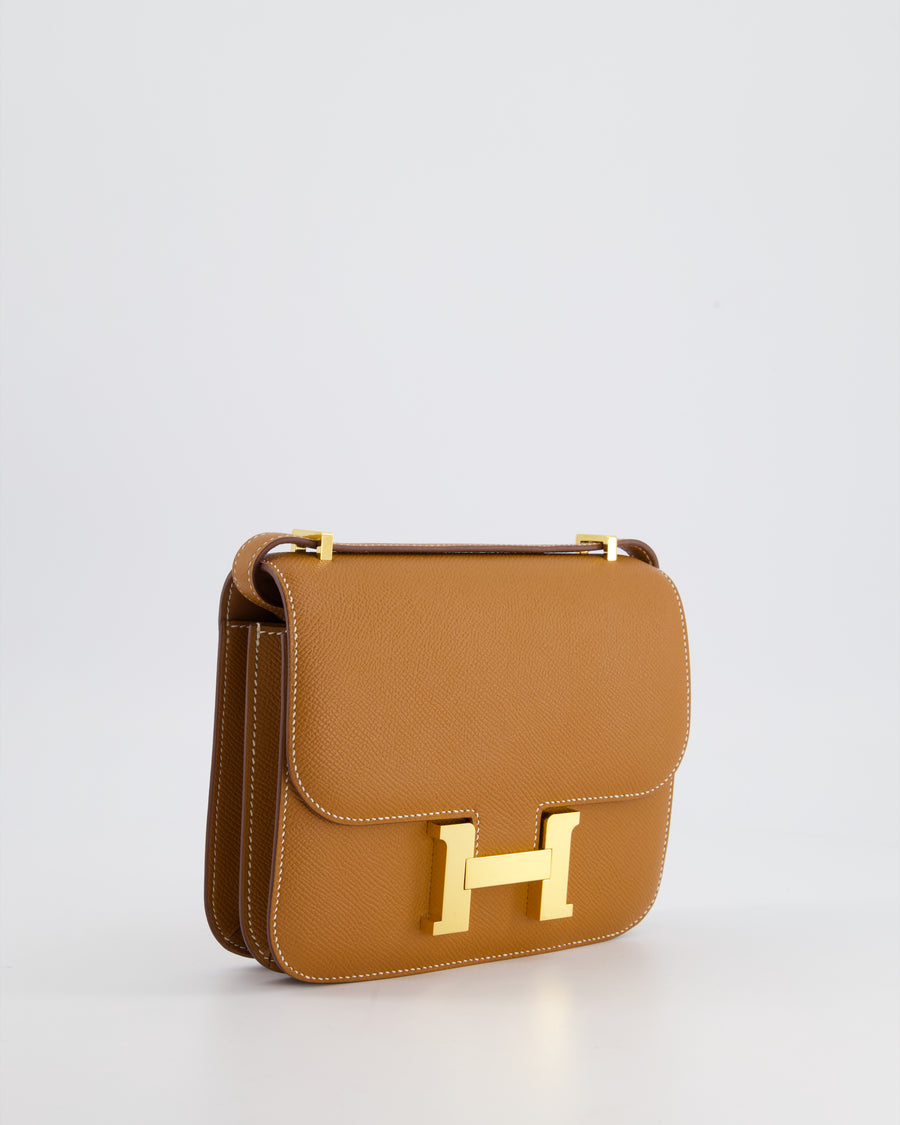 HOLY GRAIL* Hermès Mini Constance 18cm in Gold Swift Leather with Gol –  Sellier