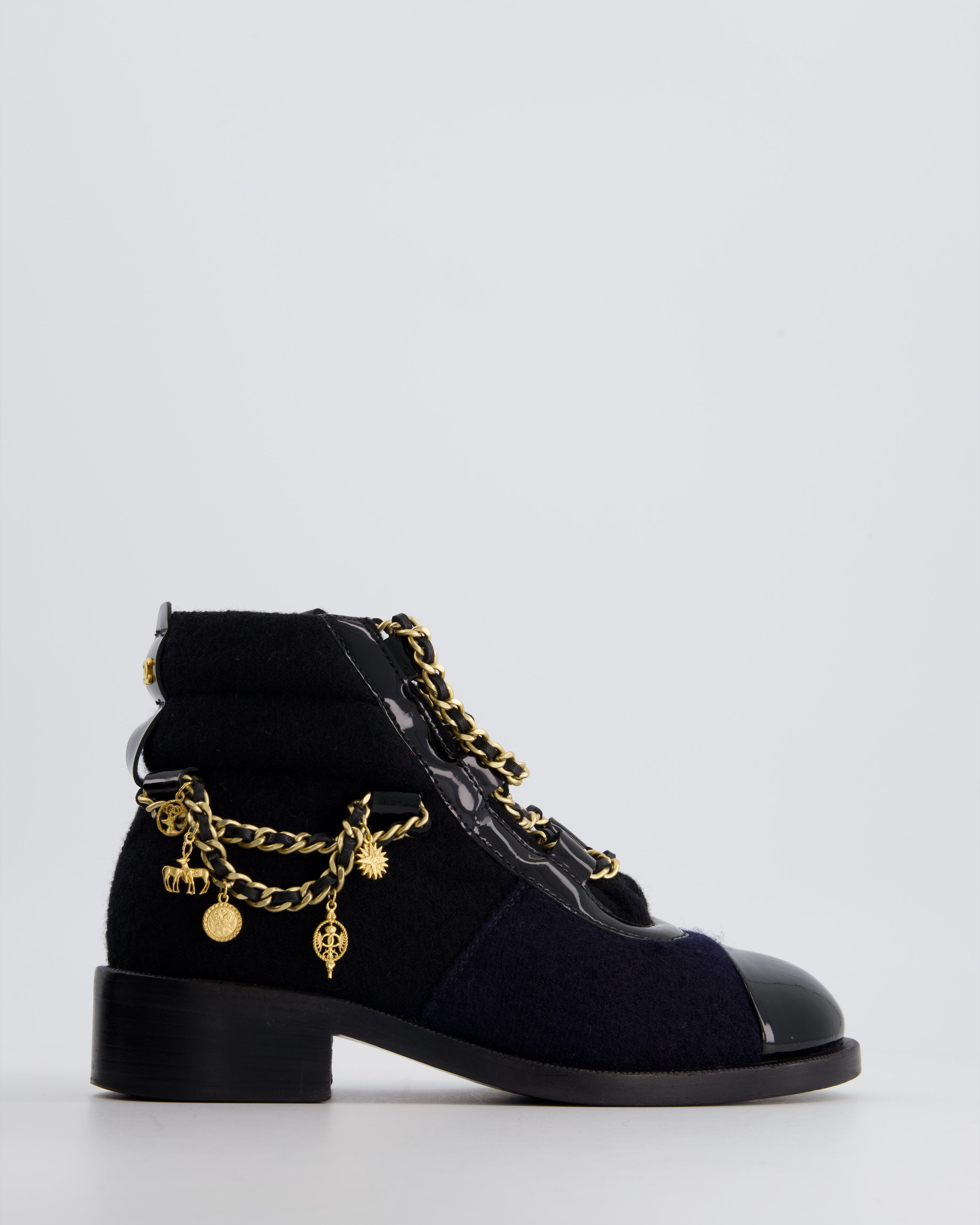 Chanel booties with chain best sale