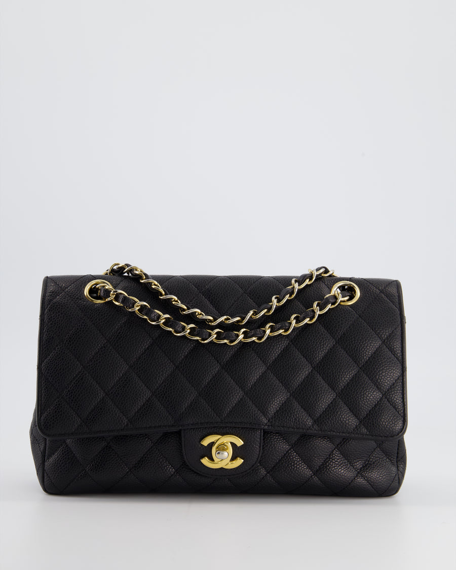 Chanel Tote Shoulder Bag Black Caviar Leather Entrupy Authentic 1