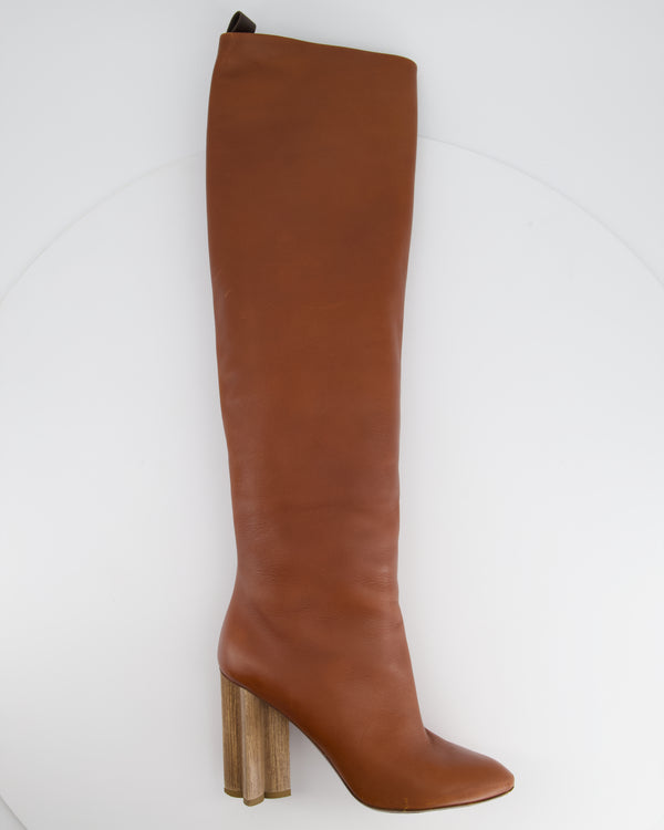 Louis Vuitton Knee High Brown Leather Flat Boots - Size 39