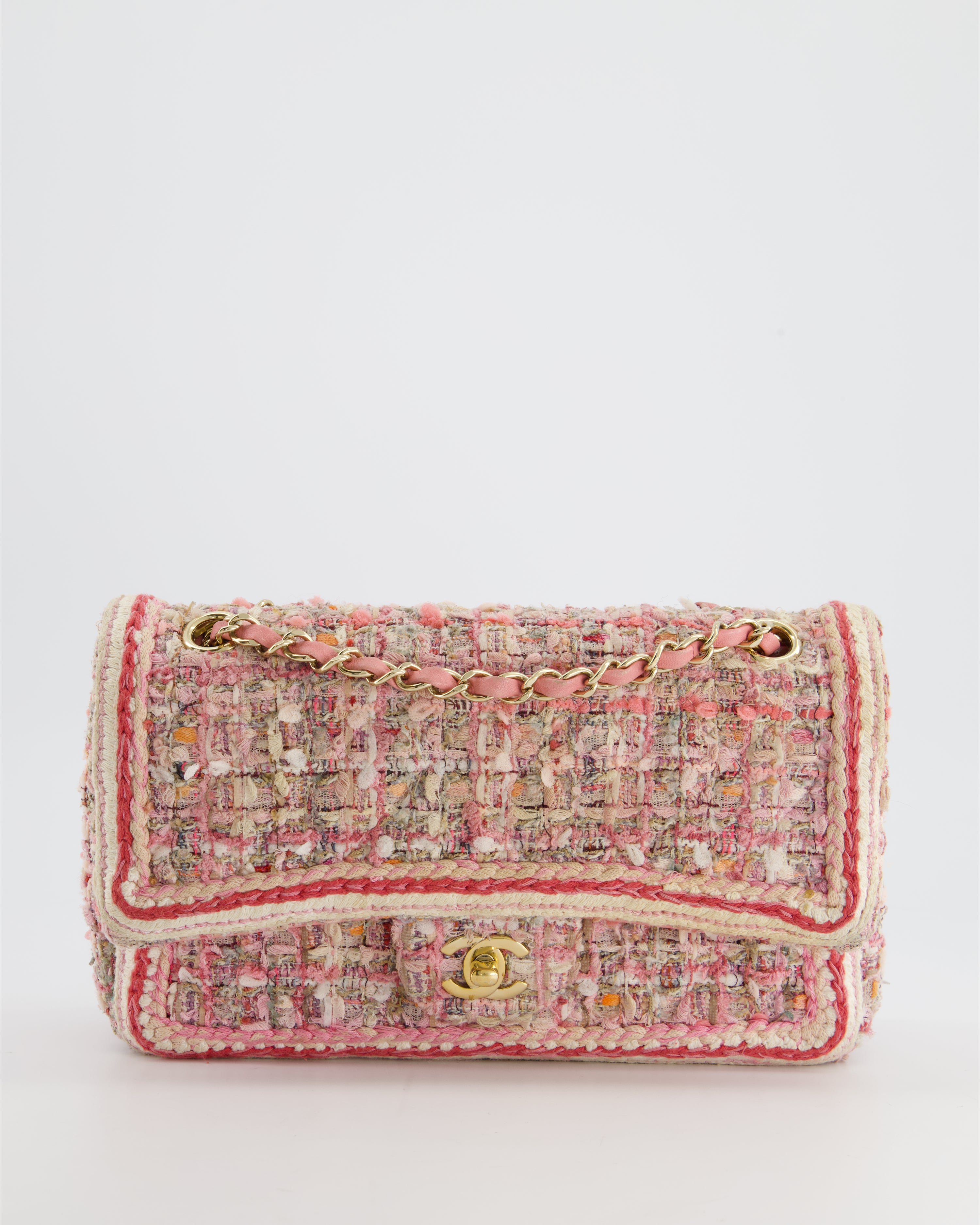 Chanel pink cheap tweed bag