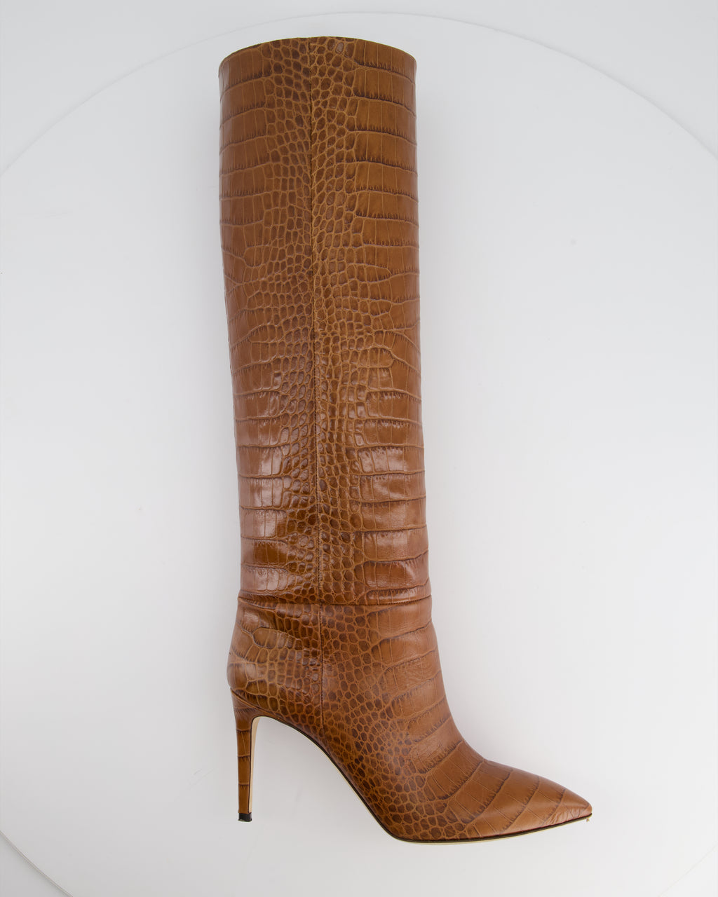 Paris Texas Brown Croc-Effect Leather Knee High Boots Size EU 39