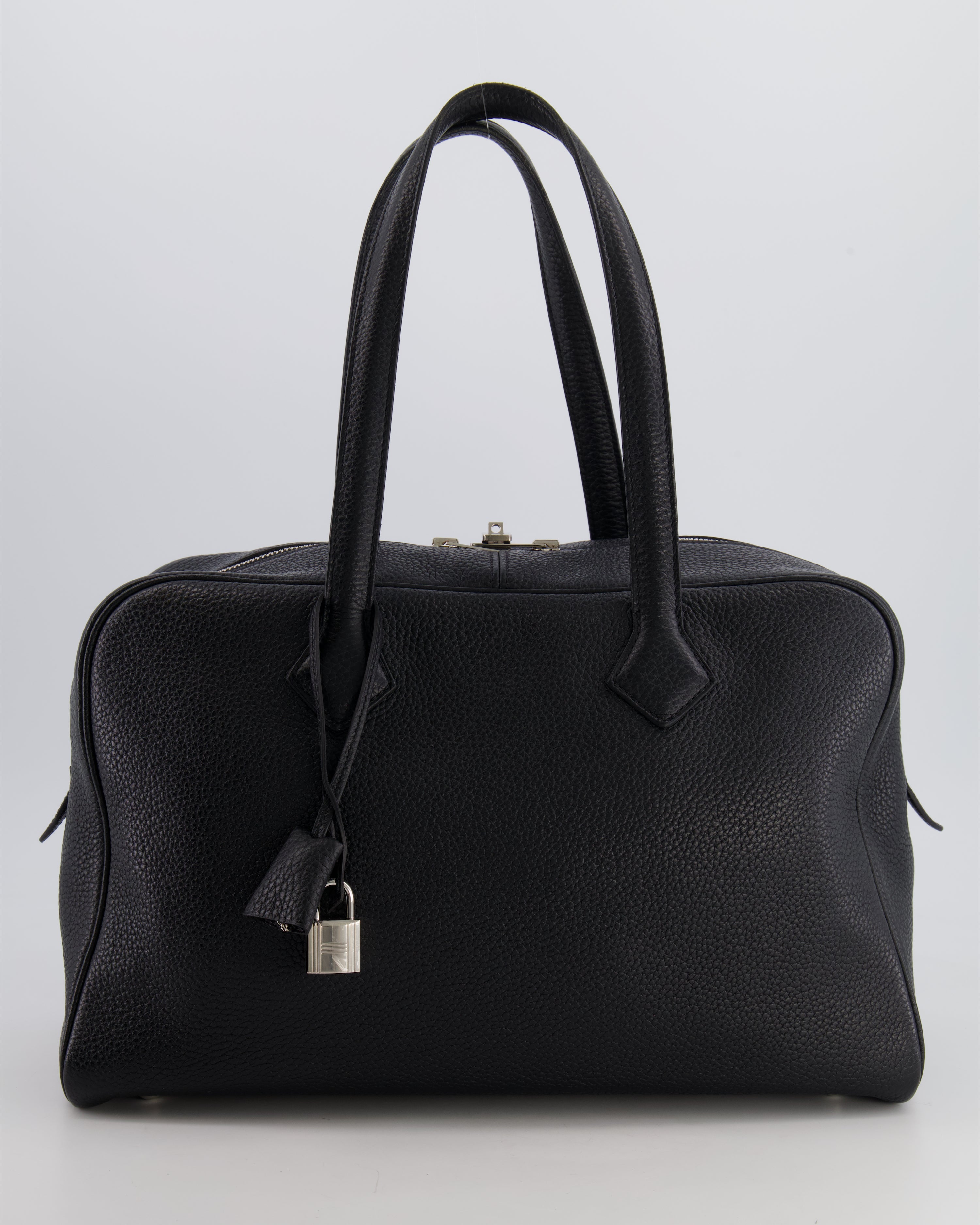 Hermès Victoria II 35cm Bag in Black Clemence Leather with Palladium H ...