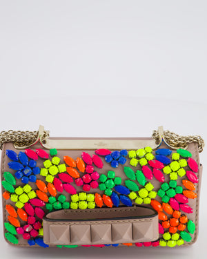 Valentino Beige and Multicolour Va Va Voom Clutch Bag with Champagne Gold Hardware