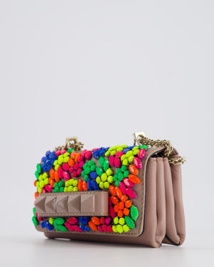 Valentino Beige and Multicolour Va Va Voom Clutch Bag with Champagne Gold Hardware